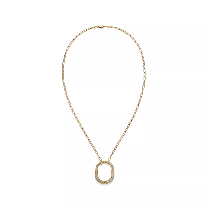 [Eterna Jewels]LOCK NECKLACE MEDIUM PENDANT GOLD PAVED DIAMONDS