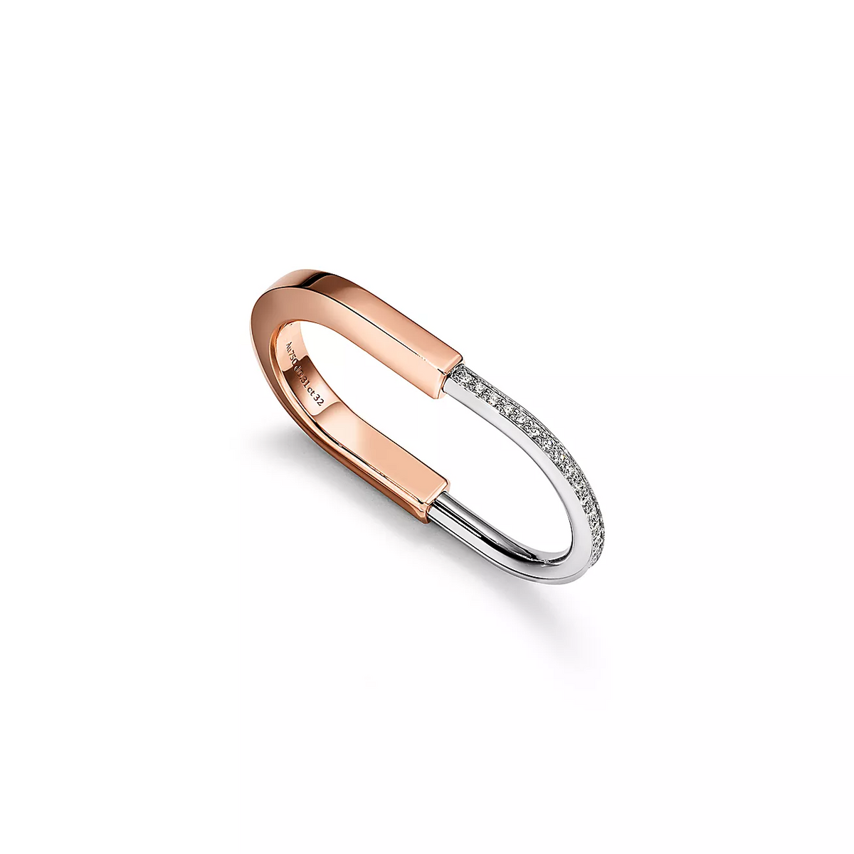 [Eterna Jewels]LOCK RING TOW-FINGER ROSE AND WHITE GOLD DIAMONDS