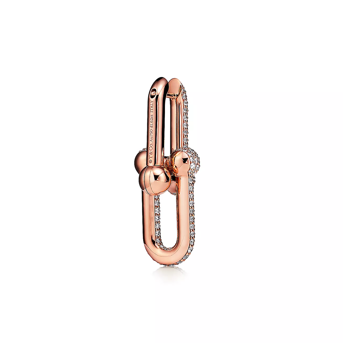 [Eterna Jewels]LARGE LINK EARRINGS PINK GOLD WITH PAVED DIAMONDS