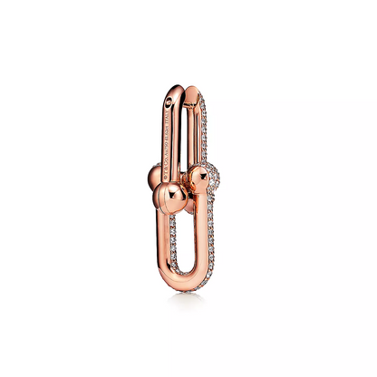 [Eterna Jewels]LARGE LINK EARRINGS PINK GOLD WITH PAVED DIAMONDS