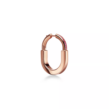 [Eterna Jewels]LOCK MEDIUM PINK DIAMOND PINK GOLD EARRINGS