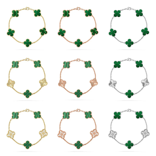 [Eterna Jewels] CLOVER 5 MOTIF MALACHITE BRACELET COLLECTION