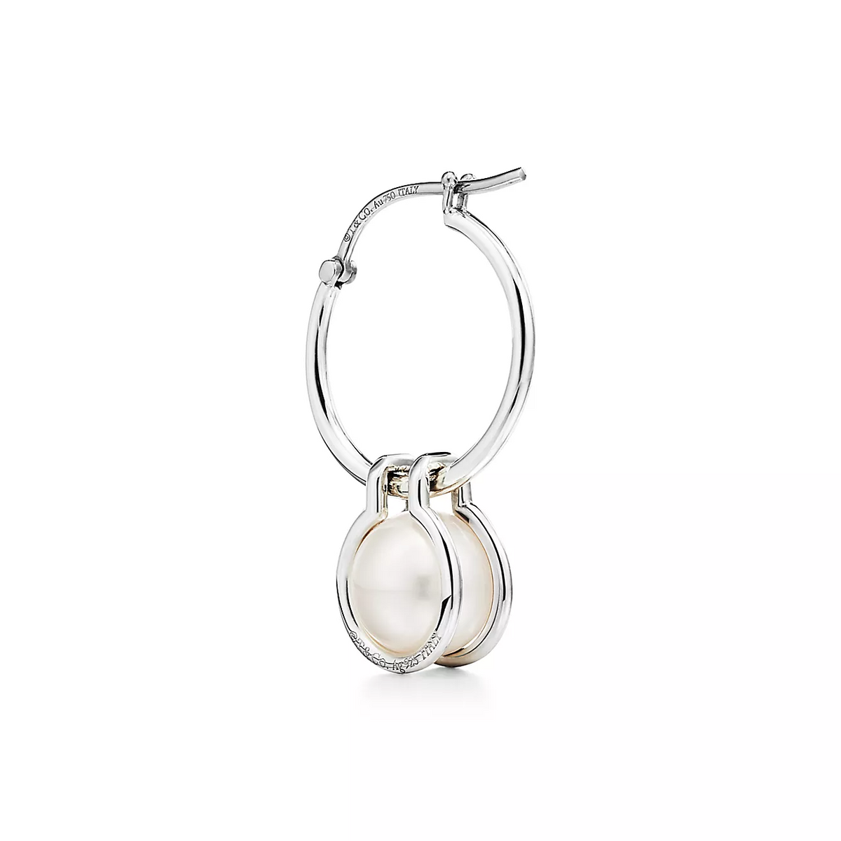 [Eterna Jewels]PEARL HOOP SILVER EARRINGS