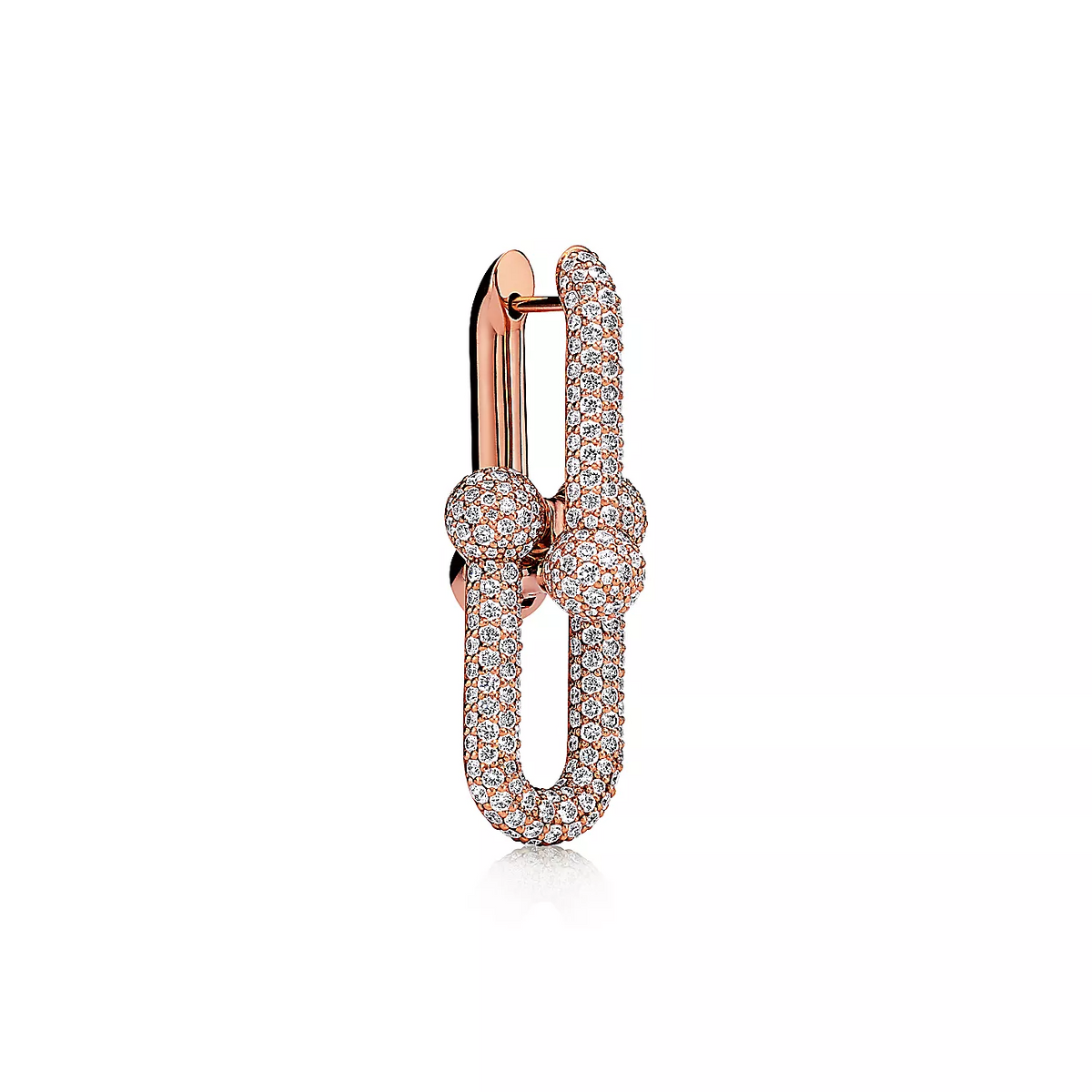 [Eterna Jewels]LARGE LINK EARRINGS PINK GOLD WITH PAVED DIAMONDS