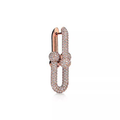 [Eterna Jewels]LARGE LINK EARRINGS PINK GOLD WITH PAVED DIAMONDS