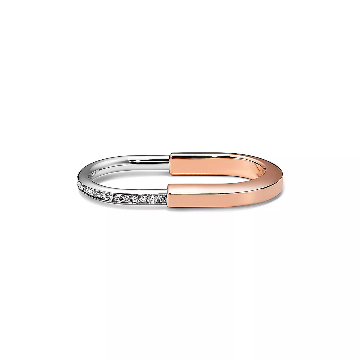 [Eterna Jewels]LOCK RING TOW-FINGER ROSE AND WHITE GOLD DIAMONDS