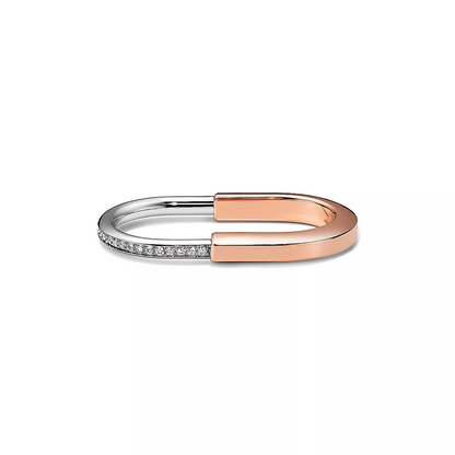 [Eterna Jewels]LOCK RING TOW-FINGER ROSE AND WHITE GOLD DIAMONDS