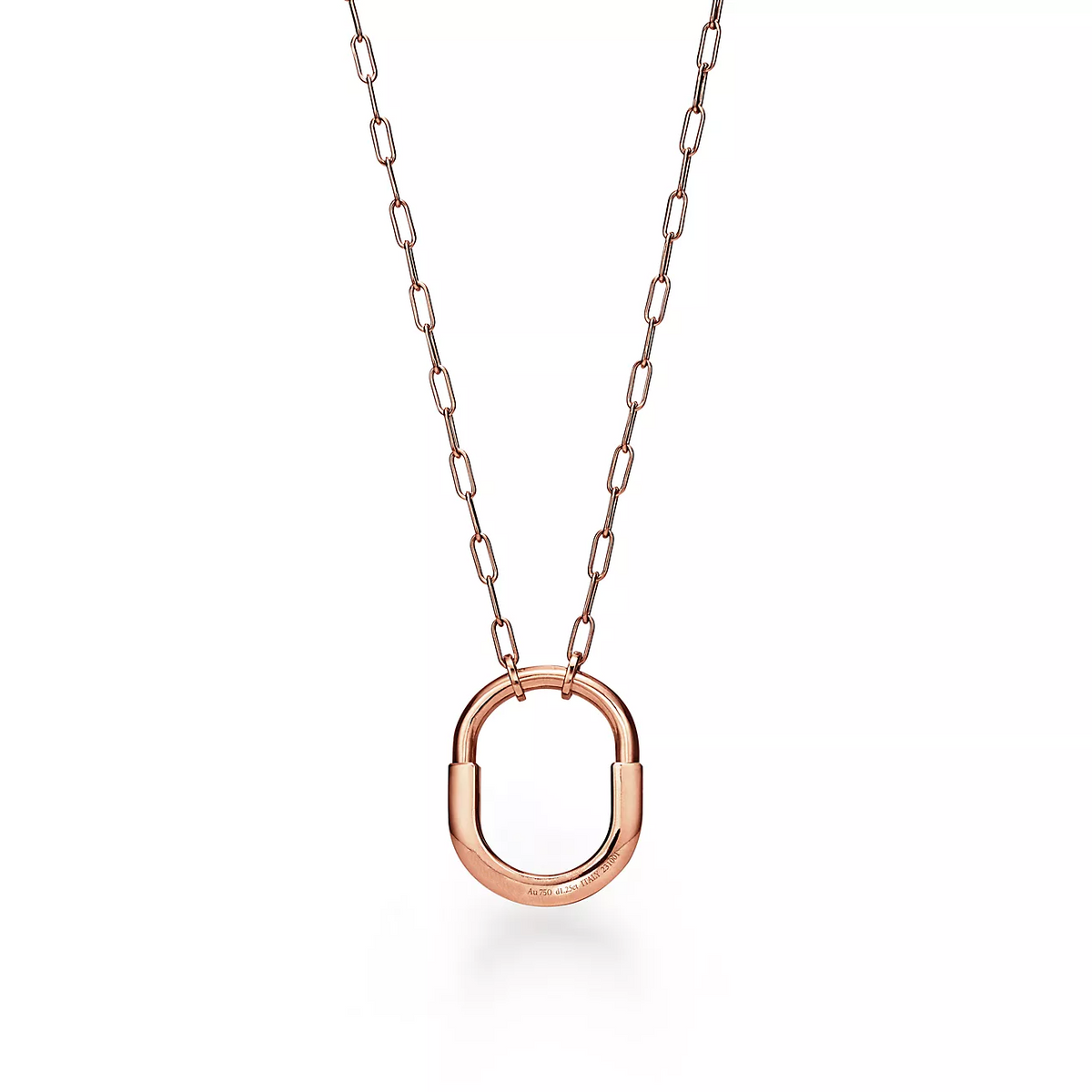 [Eterna Jewels]LOCK NECKLACE MEDIUM PENDANT PINK GOLD PAVED DIAMONDS