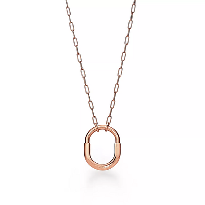 [Eterna Jewels]LOCK NECKLACE MEDIUM PENDANT PINK GOLD PAVED DIAMONDS
