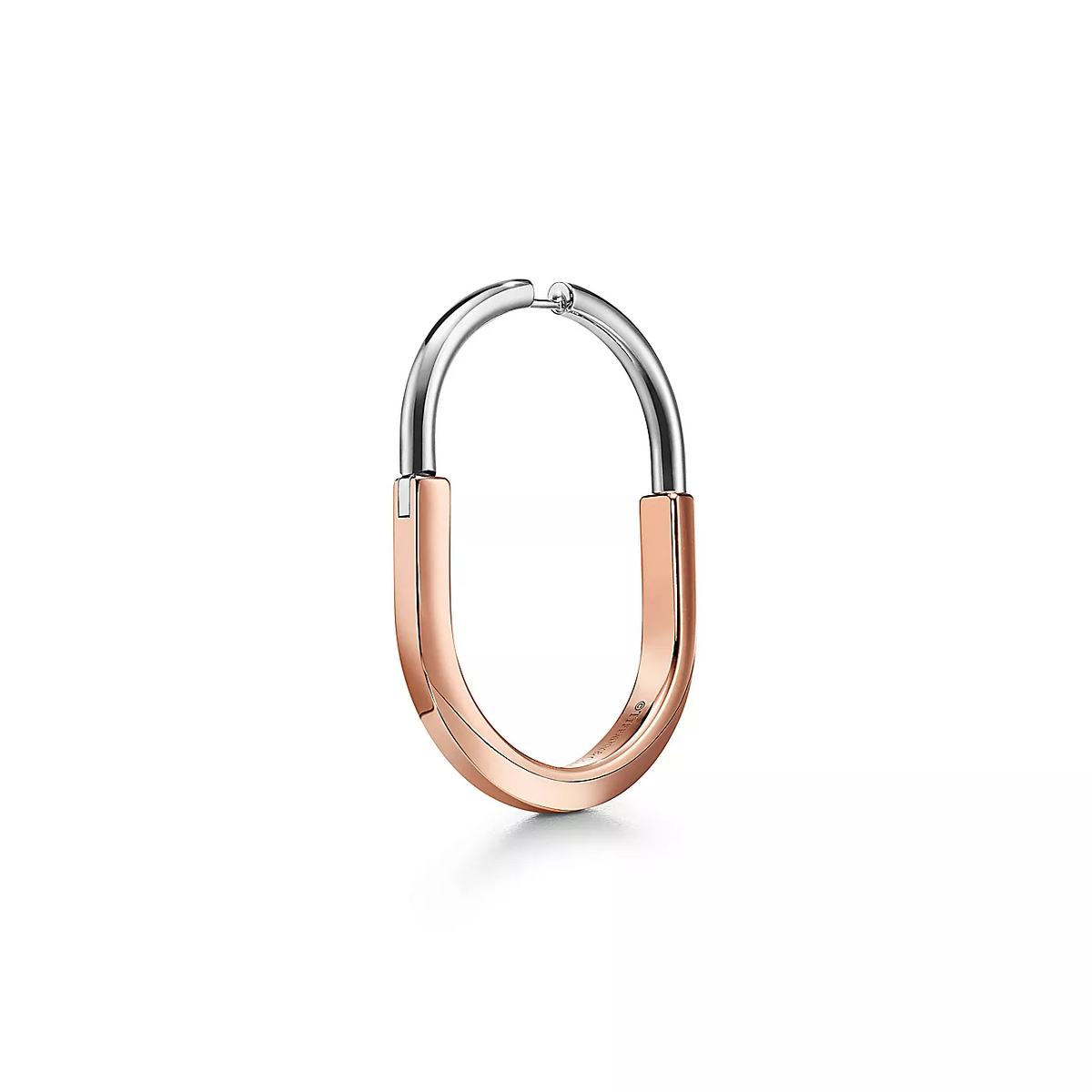[Eterna Jewels]LOCK EARRINGS ROSE AND WHITE GOLD DIAMONDS EXTRA LARGE