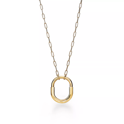 [Eterna Jewels]LOCK NECKLACE MEDIUM PENDANT GOLD PAVED DIAMONDS
