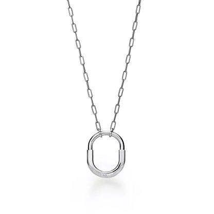 [Eterna Jewels]LOCK NECKLACE MEDIUM PENDANT SILVER PAVED DIAMONDS