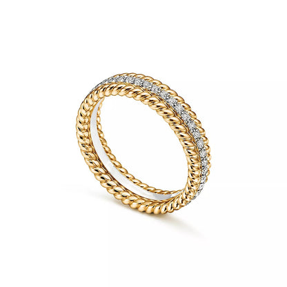 [Eterna Jewels]ROPE TWO-ROW GOLD DIAMOND RING