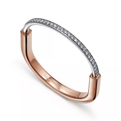 [Eterna Jewels]LOCK BRACELET ROSE AND WHITE GOLD DIAMOND