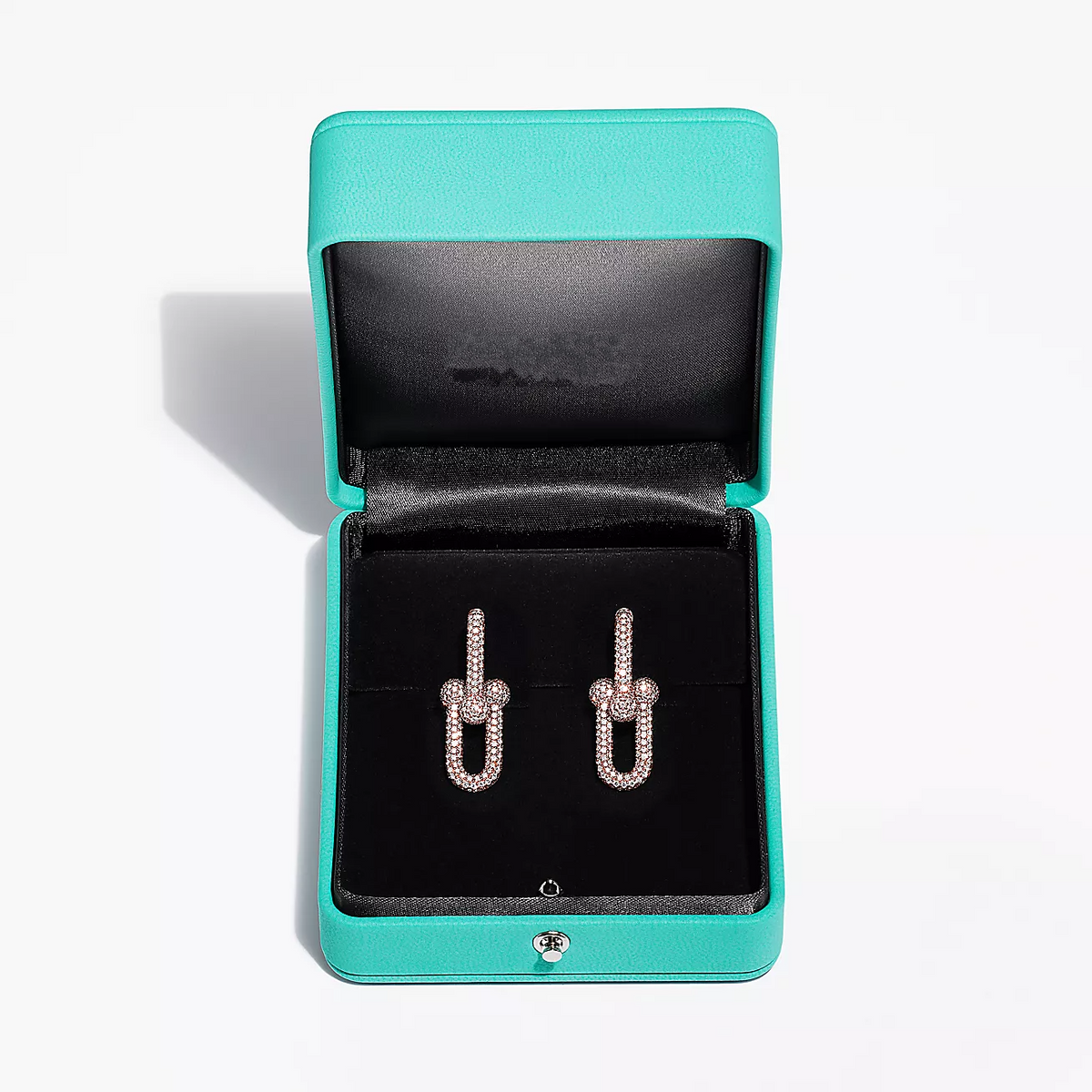 [Eterna Jewels]LARGE LINK EARRINGS PINK GOLD WITH PAVED DIAMONDS