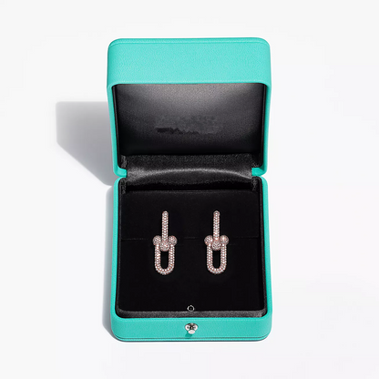 [Eterna Jewels]LARGE LINK EARRINGS PINK GOLD WITH PAVED DIAMONDS