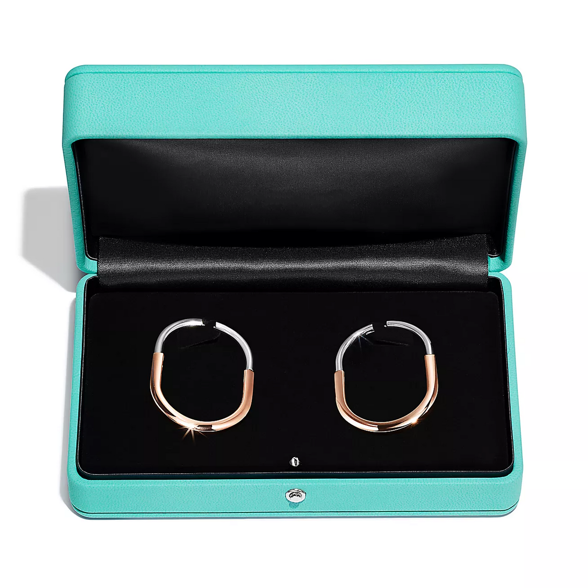 [Eterna Jewels]LOCK EARRINGS ROSE AND WHITE GOLD DIAMONDS EXTRA LARGE