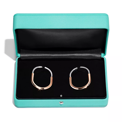 [Eterna Jewels]LOCK EARRINGS ROSE AND WHITE GOLD DIAMONDS EXTRA LARGE
