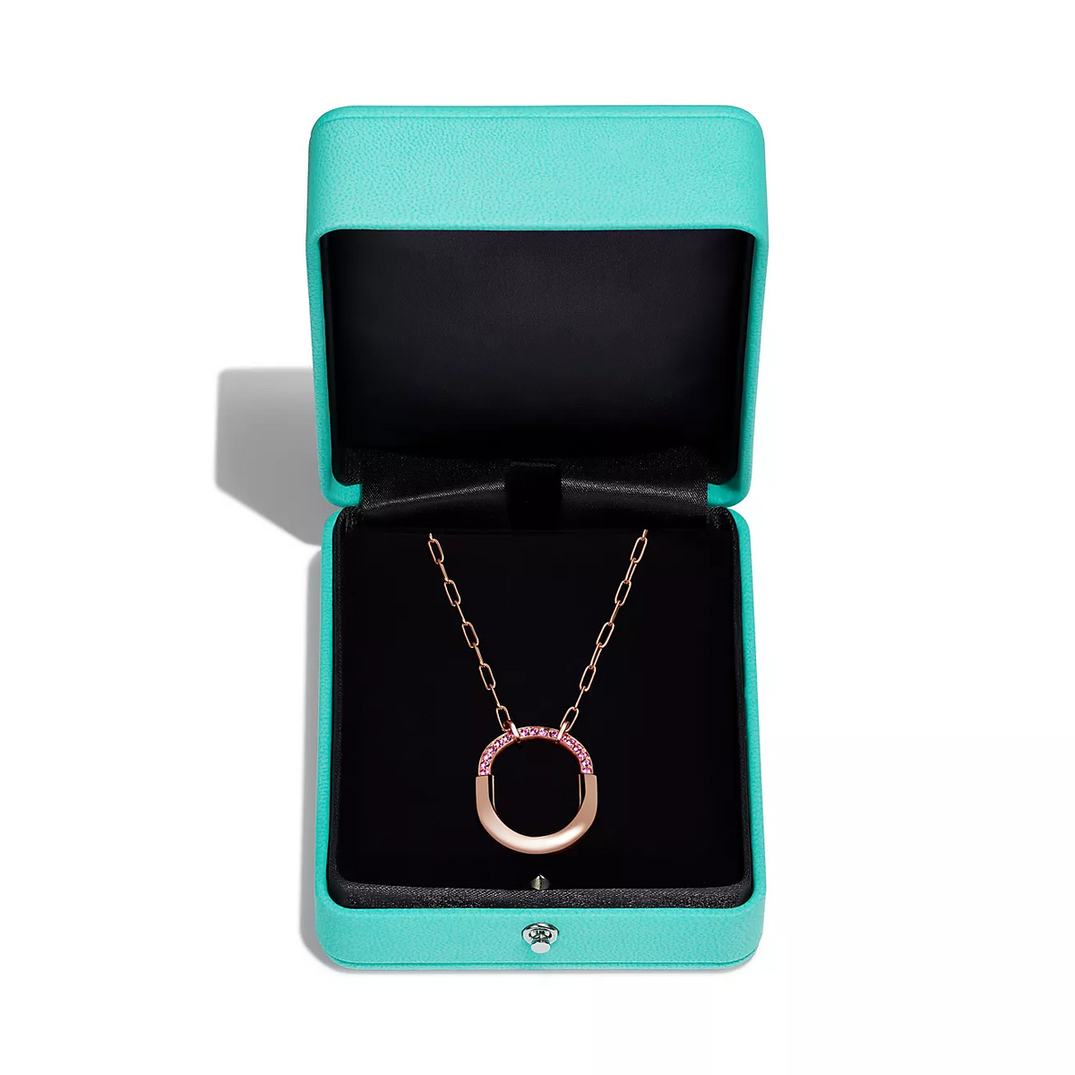 [Eterna Jewels]LOCK MEDIUM PENDANT PINK DIAMOND PINK GOLD NECKLACE