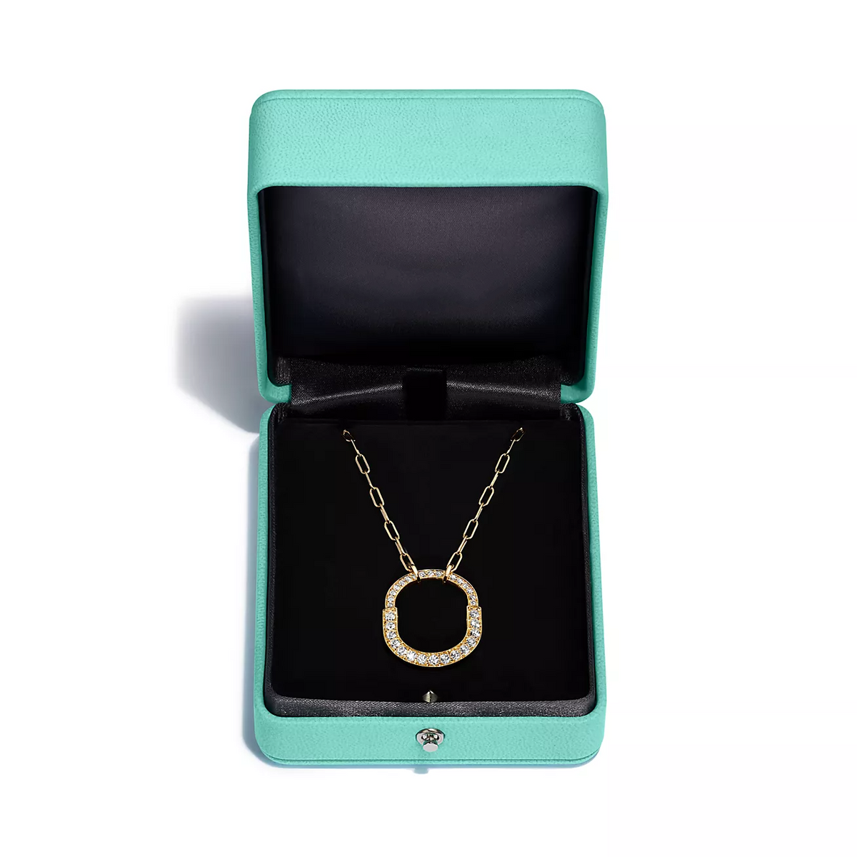 [Eterna Jewels]LOCK NECKLACE MEDIUM PENDANT GOLD PAVED DIAMONDS