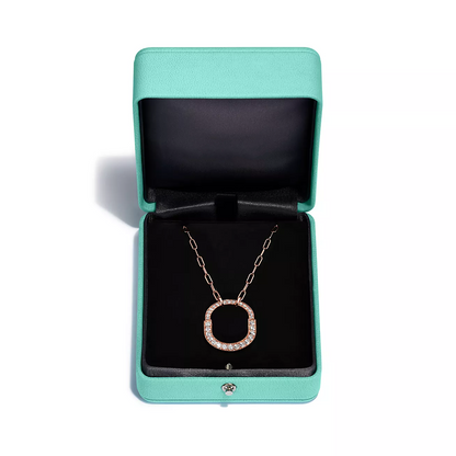 [Eterna Jewels]LOCK NECKLACE MEDIUM PENDANT PINK GOLD PAVED DIAMONDS