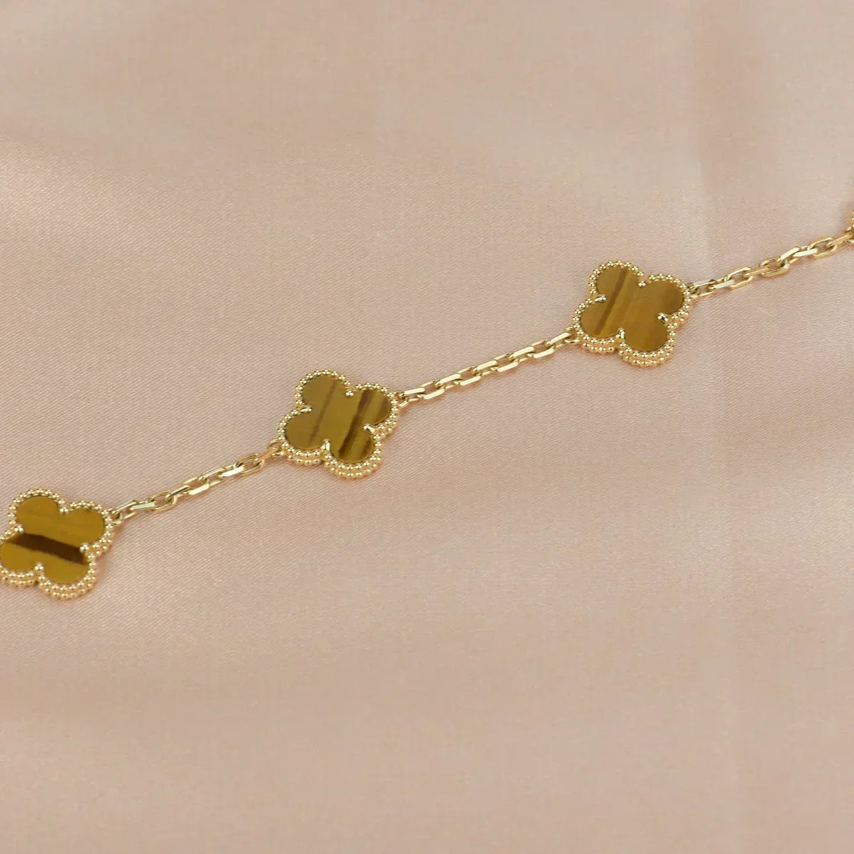 [Eterna Jewels] CLOVER 5 MOTIFS TIGER EYE BRACELET COLLECTION