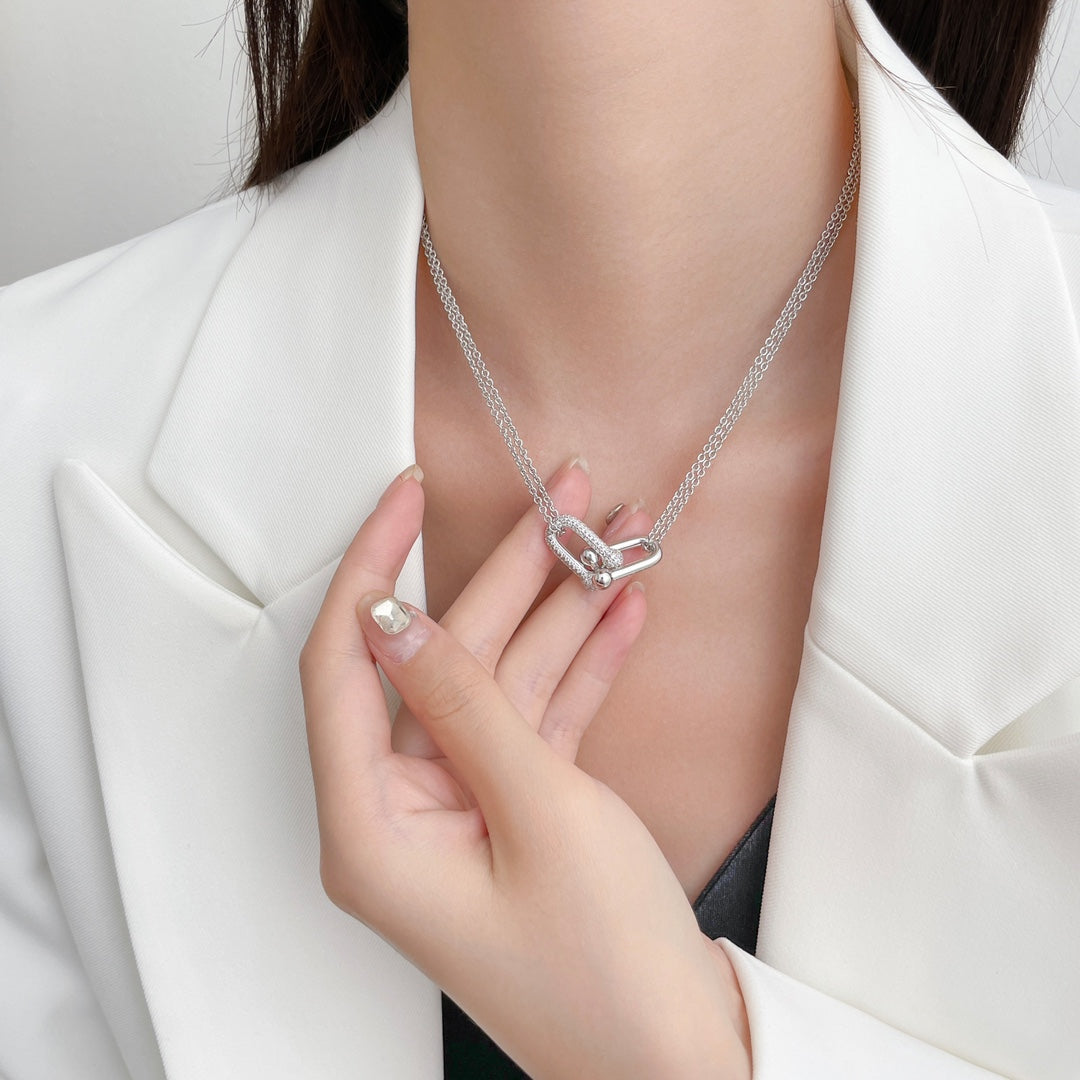 [Eterna Jewels]HARDWEAR DIAMOND PEDANT DOUBLE CHAIN NECKLACE