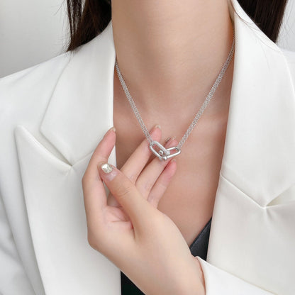 [Eterna Jewels]HARDWEAR DIAMOND PEDANT DOUBLE CHAIN NECKLACE