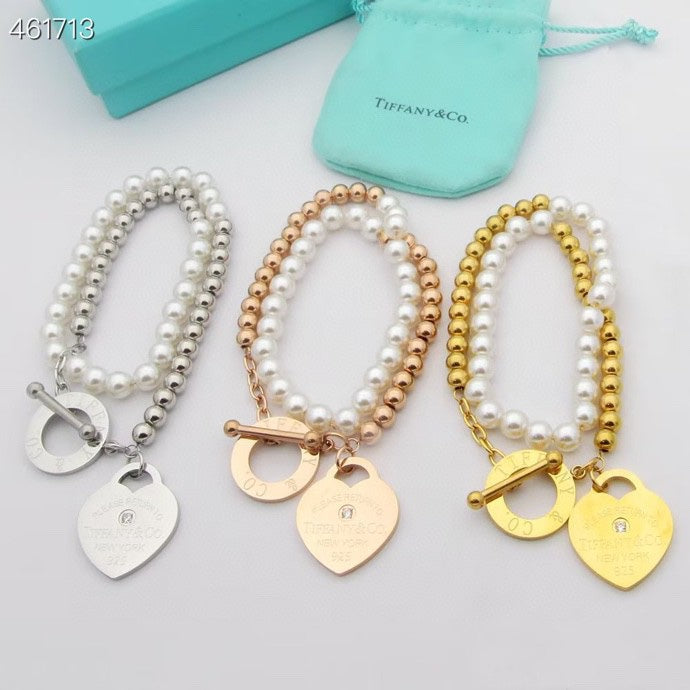 [Eterna Jewels]RETURN TO TIF HEART TAF BEAD PEARL BRACELET