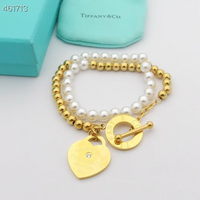 [Eterna Jewels]RETURN TO TIF HEART TAF BEAD PEARL BRACELET