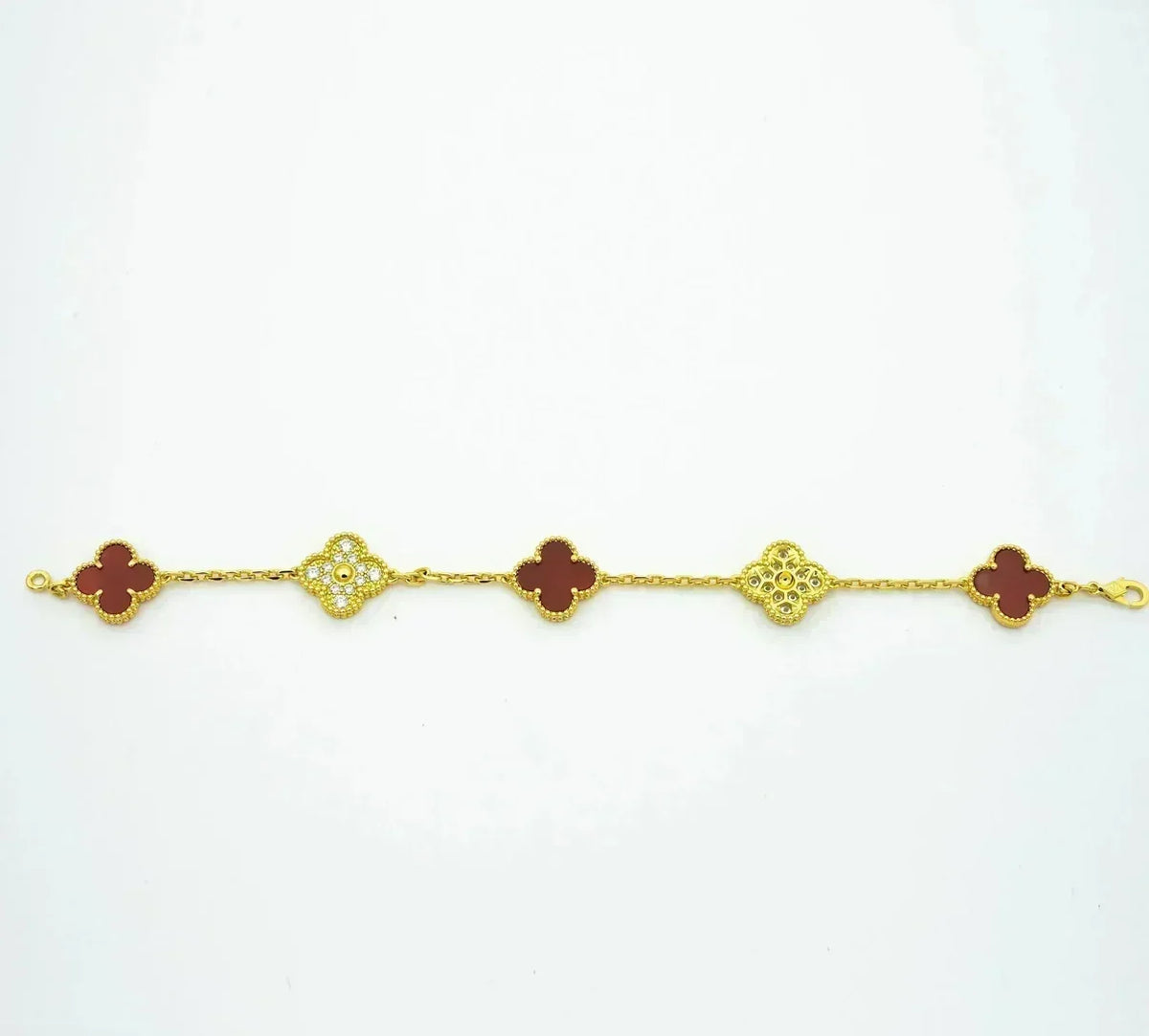 [Eterna Jewels] CLOVER 5 MOTIF RED CORNELIAN BRACELET COLLECTION