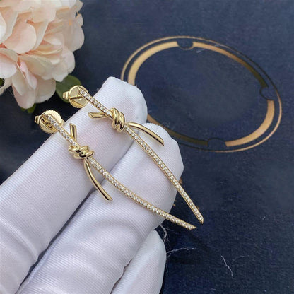 [Eterna Jewels]KNOT DROP EARRINGS IN YELLOW GOLD WITH DIAMONDS