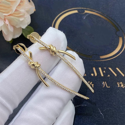 [Eterna Jewels]KNOT DROP EARRINGS IN YELLOW GOLD WITH DIAMONDS