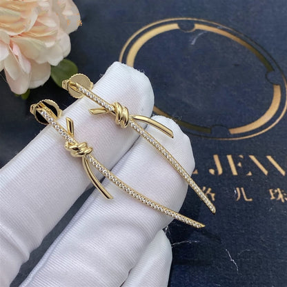 [Eterna Jewels]KNOT DROP EARRINGS IN YELLOW GOLD WITH DIAMONDS