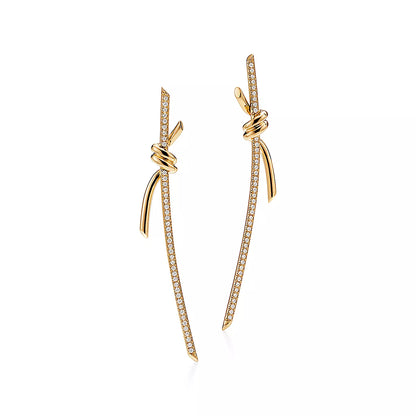 [Eterna Jewels]KNOT DROP EARRINGS IN YELLOW GOLD WITH DIAMONDS