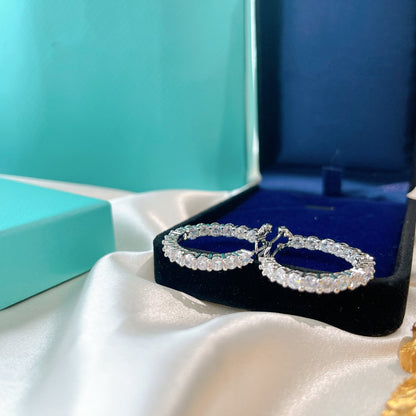 [Eterna Jewels]SILVER DIAMOND HOOP EARRINGS