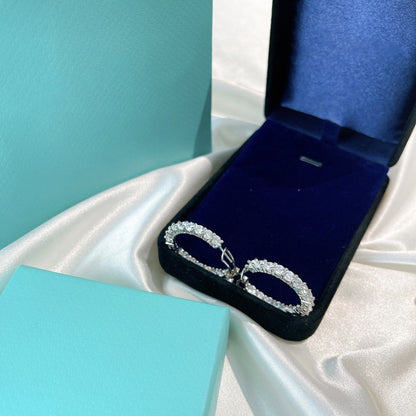 [Eterna Jewels]SILVER DIAMOND HOOP EARRINGS