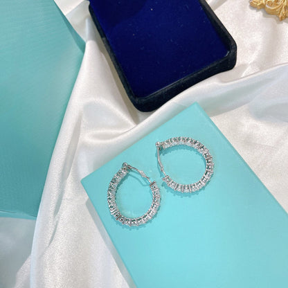 [Eterna Jewels]SILVER DIAMOND HOOP EARRINGS