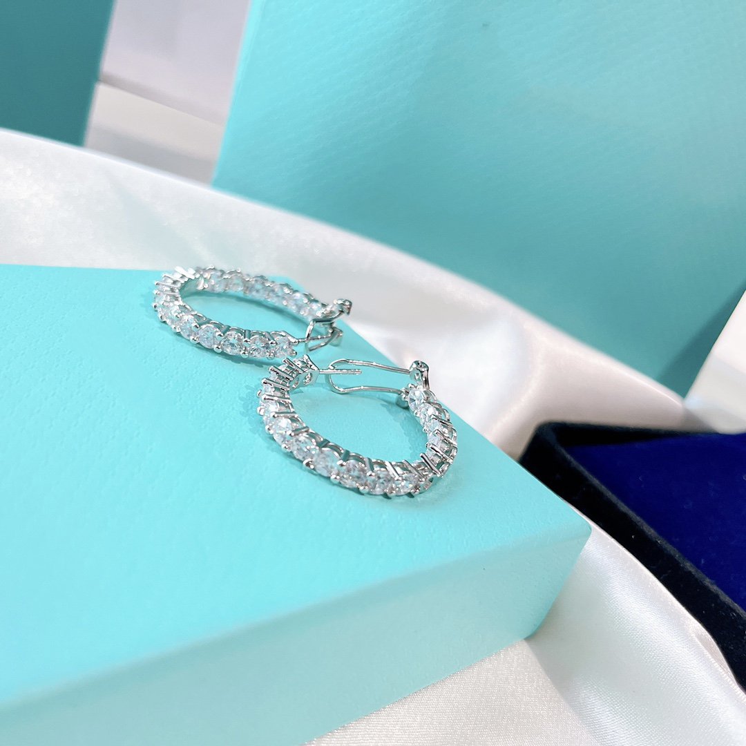 [Eterna Jewels]SILVER DIAMOND HOOP EARRINGS