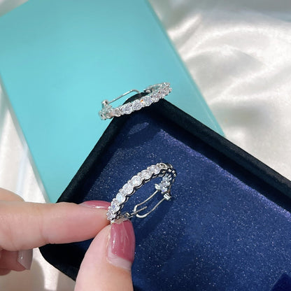 [Eterna Jewels]SILVER DIAMOND HOOP EARRINGS