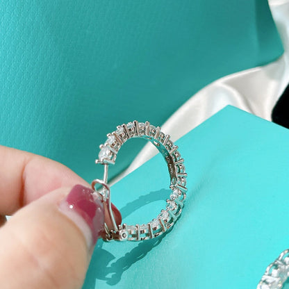 [Eterna Jewels]SILVER DIAMOND HOOP EARRINGS