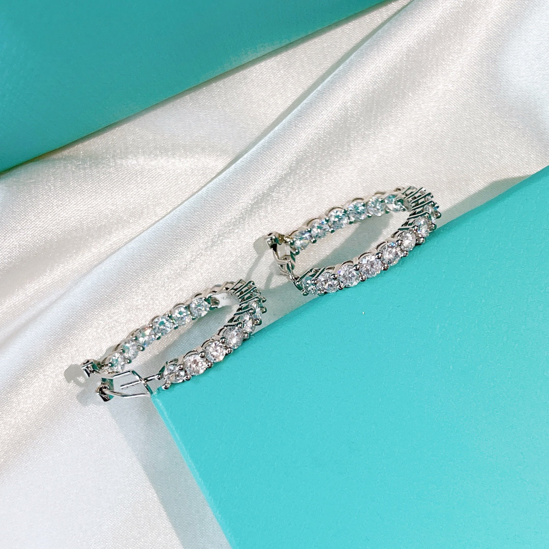 [Eterna Jewels]SILVER DIAMOND HOOP EARRINGS
