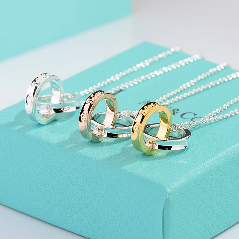 [Eterna Jewels]NECKLACE FEMALE DOUBLE RING DOUBLE CIRCLE COUPLE PENDANT