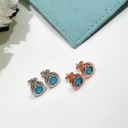 [Eterna Jewels]TURQUOISE CIRCLE WHITE GOLD EARRINGS