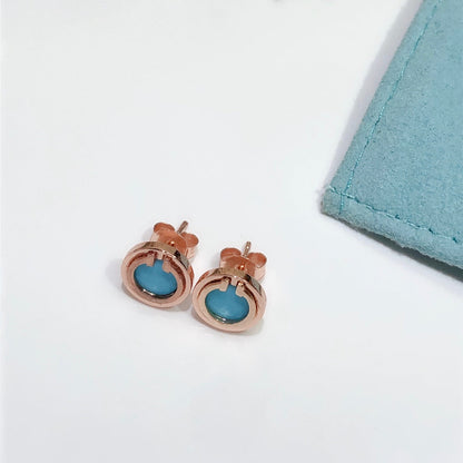 [Eterna Jewels]TURQUOISE CIRCLE WHITE GOLD EARRINGS