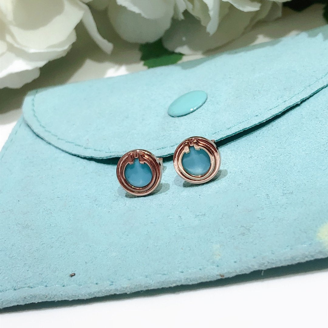 [Eterna Jewels]TURQUOISE CIRCLE WHITE GOLD EARRINGS