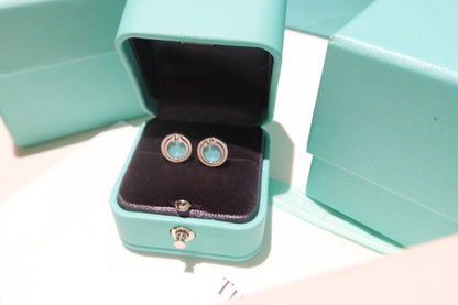 [Eterna Jewels]TURQUOISE CIRCLE WHITE GOLD EARRINGS