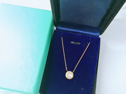 [Eterna Jewels]DIAMOND AND MOTHER PEARL CIRCLE NECKLACE PENDANT