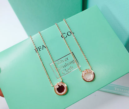 [Eterna Jewels]DIAMOND AND MOTHER PEARL CIRCLE NECKLACE PENDANT