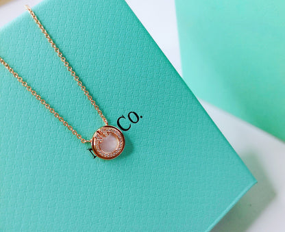 [Eterna Jewels]DIAMOND AND MOTHER PEARL CIRCLE NECKLACE PENDANT